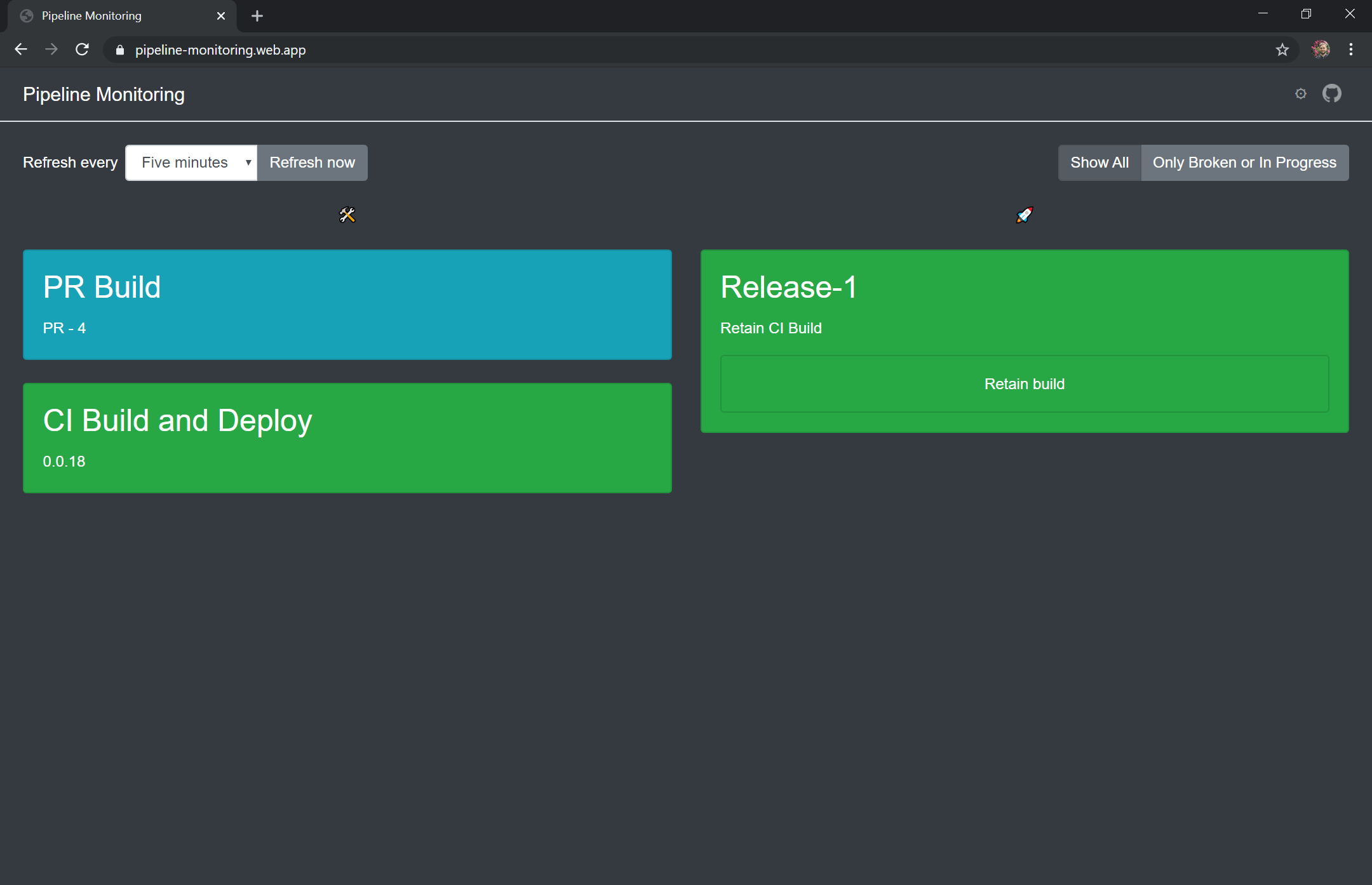 Screenshot of the Pipeline Monitoring application